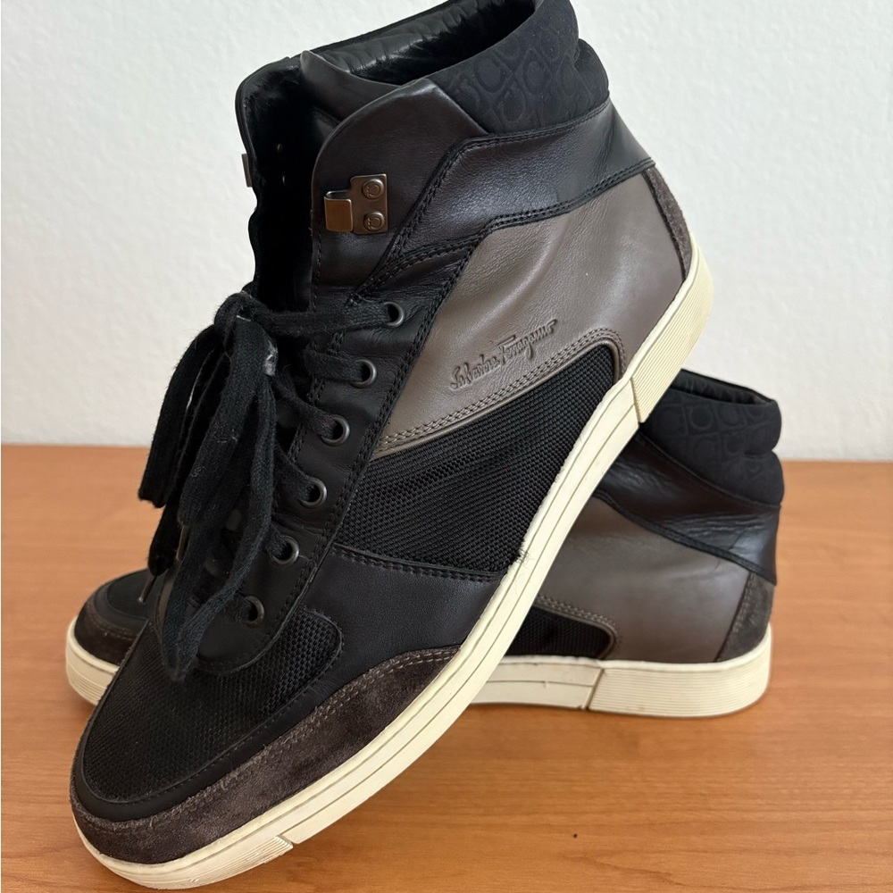 Salvatore Ferragamo Black and Brown Sneakers